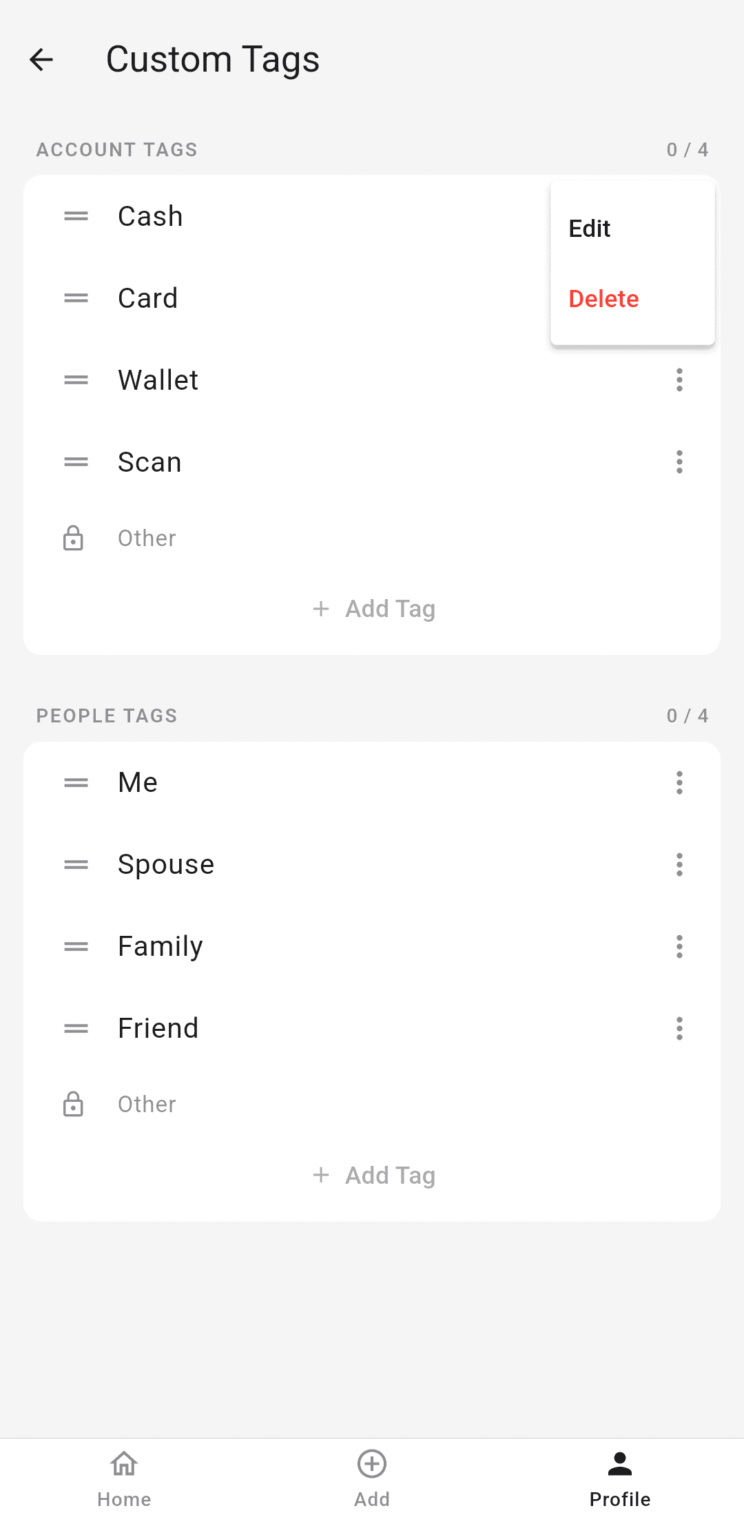 Custom tags