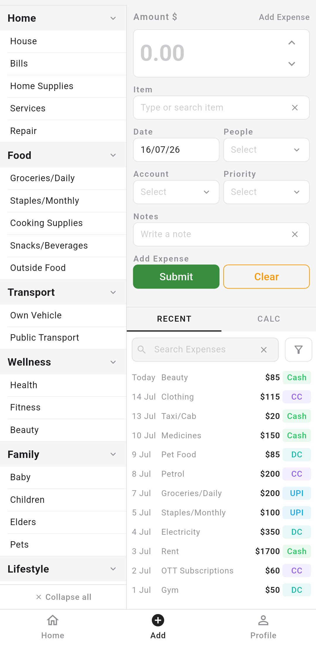 Search and filter