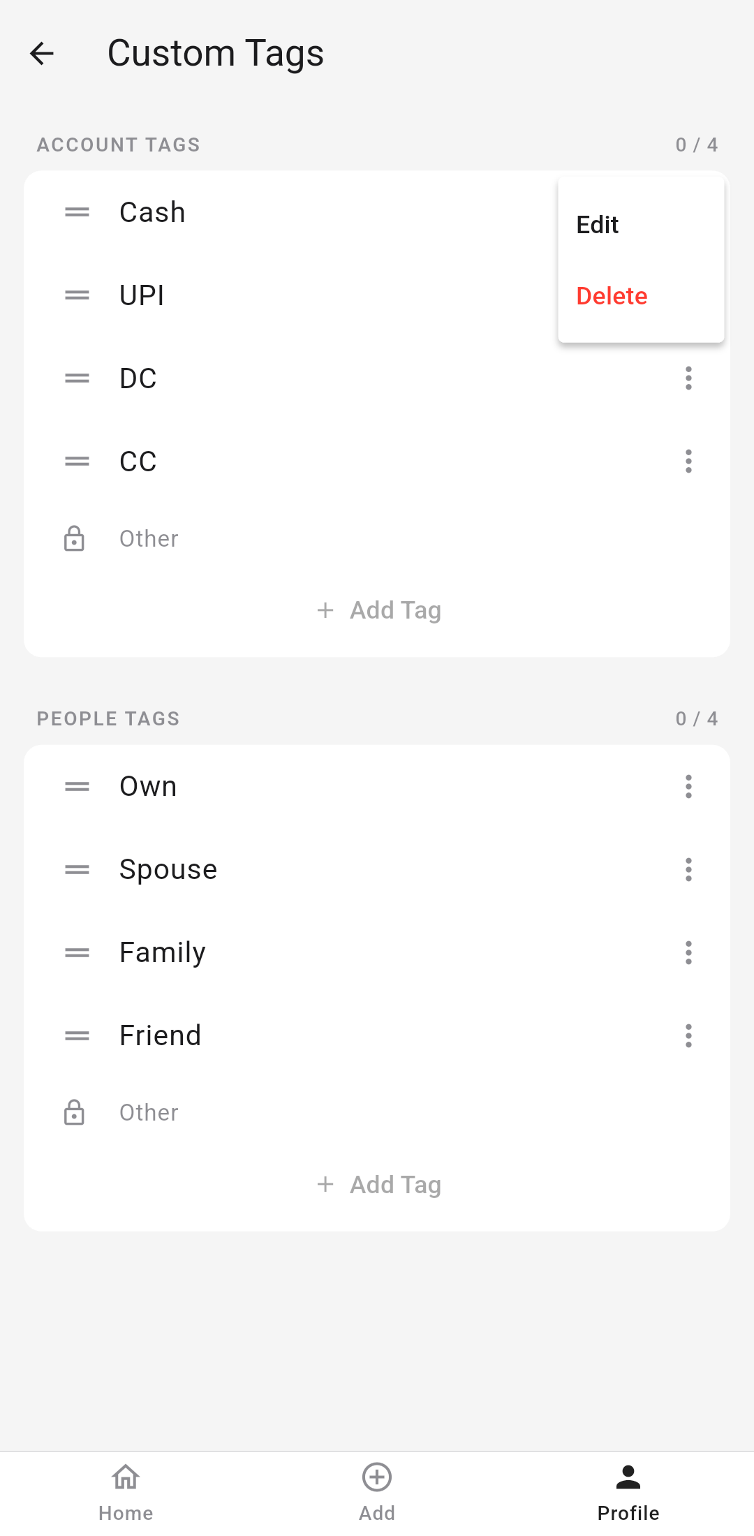 Custom tags